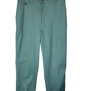 Towncraft Pants Mens 34 x 32 Teal Blue Stretch Back Wrinkle Free Flat Front